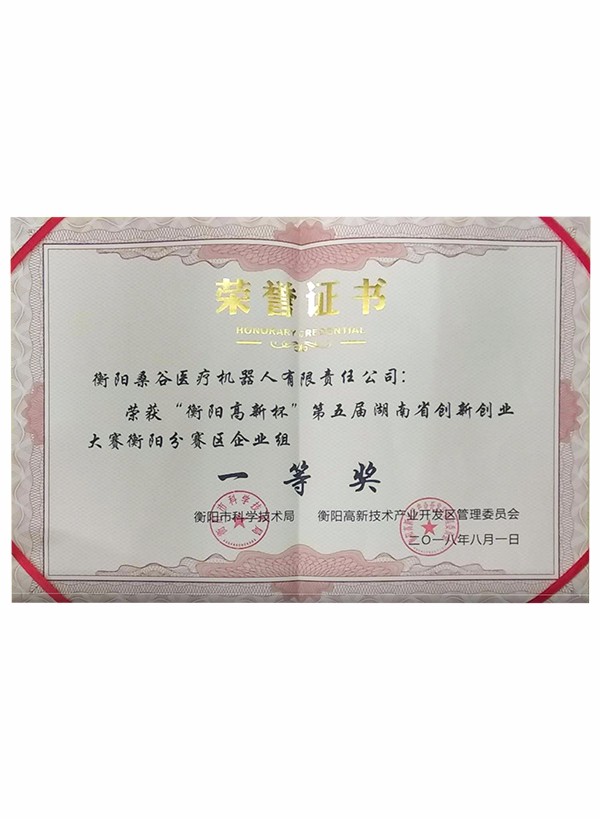 創新大賽一等獎證書
